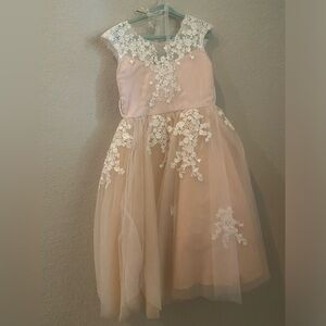 Peachy tan girls flower girl dress size 6